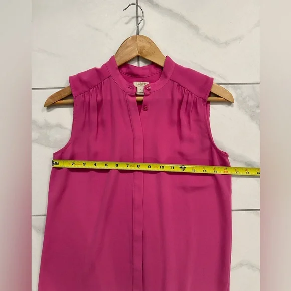 J. Crew pink button up, high neck tank, size zero. - Picture 7 of 8